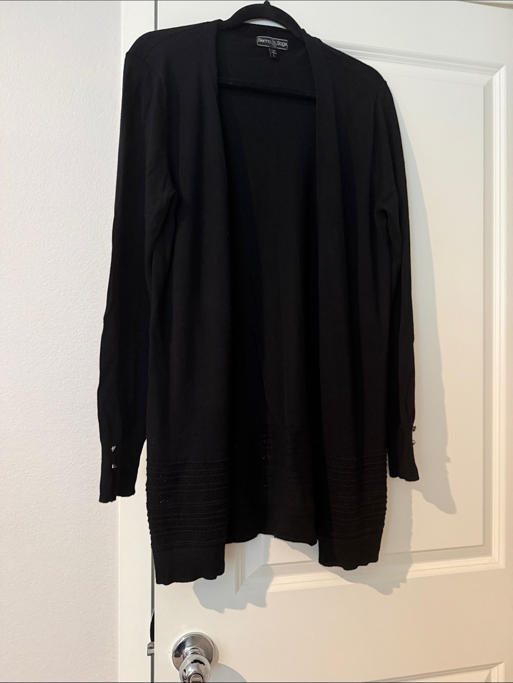 Black Open-Front Lightweight Cardigan